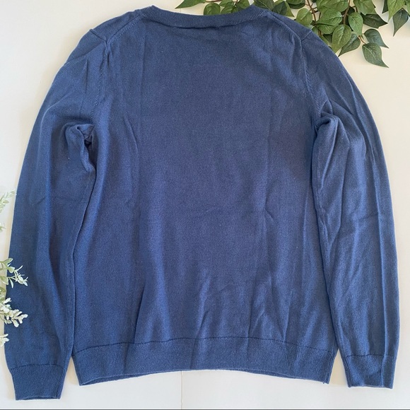 ✨SOLD✨ Merino Wool “Peace” Sweater in Navy & White - Picture 2 of 4